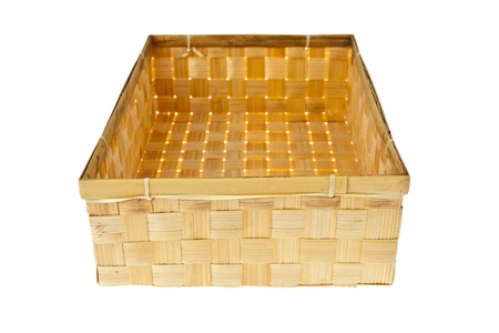 Wicker Box isolated on white backgroundの写真素材