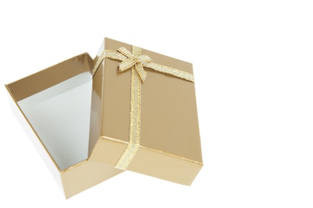 gift box with golden ribbon isolated on white background