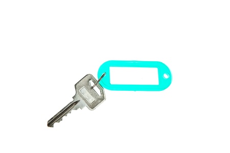 Key with blank label isolated on white backgroundの写真素材