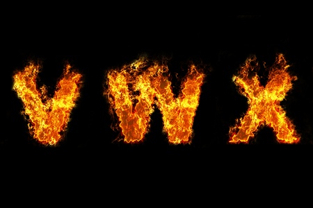 Fire on letter VWXの写真素材
