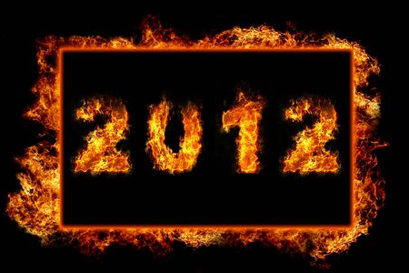 New Year 2012 with fire in burning frame