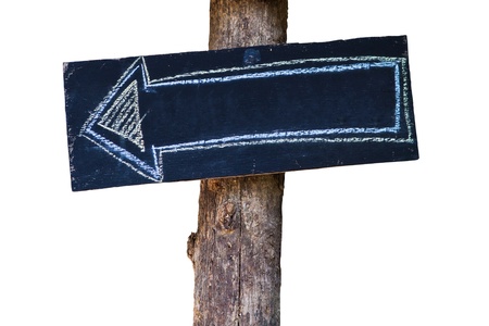 Blank board with arrow attach with a tree