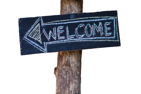 Welcome board attach with a tree