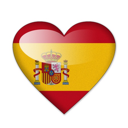Spain flag in heart shape isolated on white backgroundの写真素材