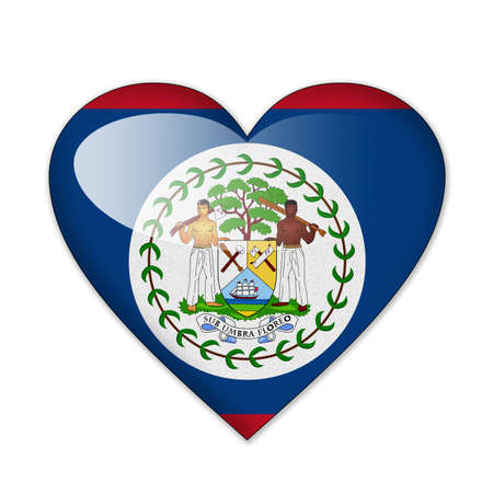 Belize flag in heart shape isolated on white backgroundの写真素材