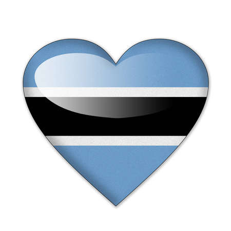 Botswana flag in heart shape isolated on white backgroundの写真素材
