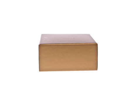 Golden paper box isolated on white background