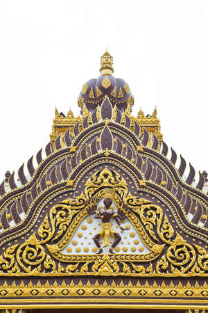 Detail of ornately decorated temple roofの写真素材