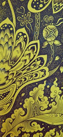 Floral Thai art on temple door
