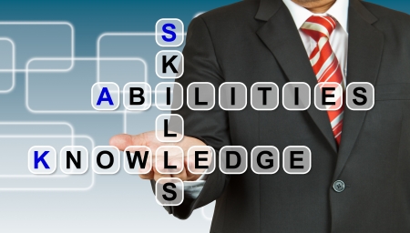 Businessman with wording Skill, Abilities, and Knowledgeの写真素材