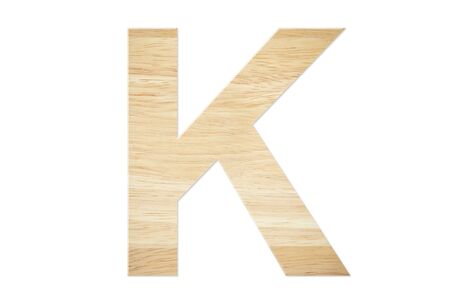 Letter K from wood boardの写真素材