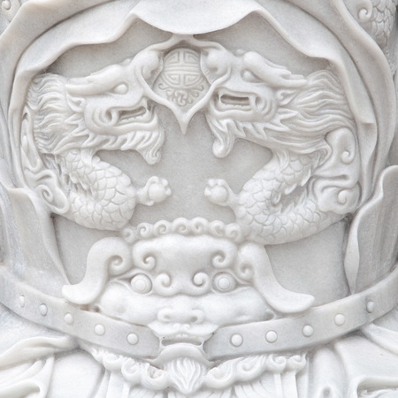 Two dragons on carve wallの写真素材