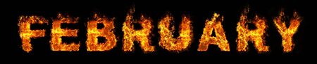 February text on fireの写真素材