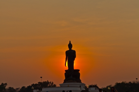 Silhouette of buddha statue panoramaの写真素材