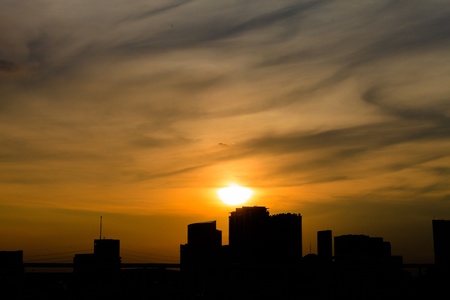 Sunset over the cityの写真素材