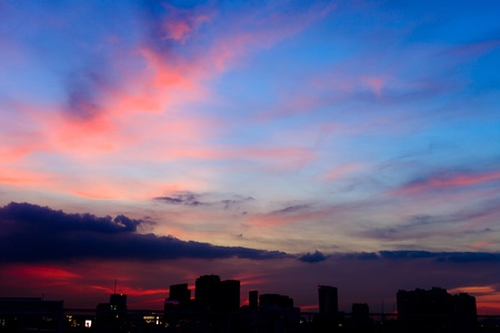 Sunset over the cityの写真素材