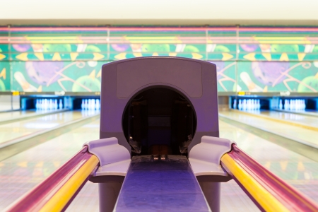 Bowling ball return stand close upの写真素材