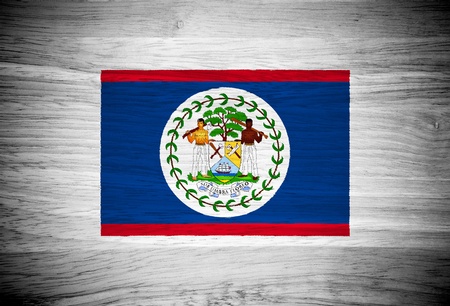 Belize flag on wood textureの写真素材
