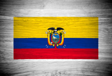 Ecuador flag on wood textureの写真素材