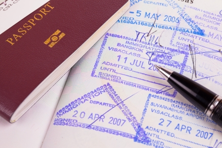 passport and immigration stampsの写真素材