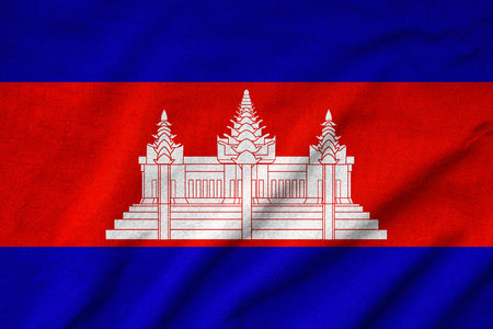 Ruffled Cambodia Flagの写真素材