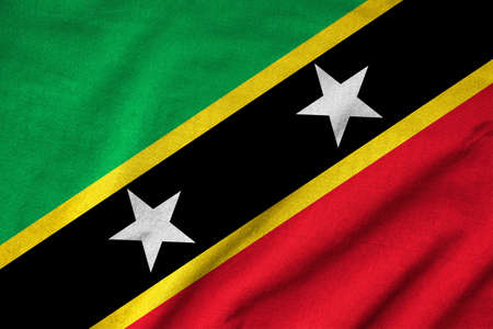 Ruffled Saint Kitts and Nevis Flagの写真素材