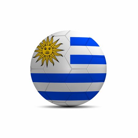 Uruguay flag ball isolated on white backgroundの写真素材