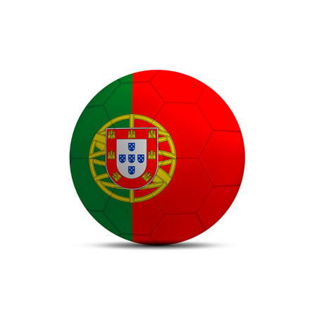 Portugal flag ball isolated on white backgroundの写真素材