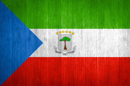 Equatorial Guinea Flag on wood backgroundの写真素材