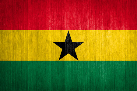 Ghana Flag on wood backgroundの写真素材