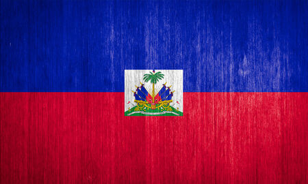 Haiti Flag on wood backgroundの写真素材