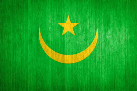 Mauritania Flag on wood backgroundの写真素材