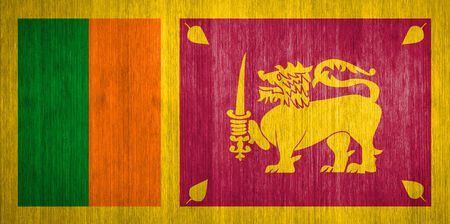 Sri Lanka Flag on wood backgroundの写真素材