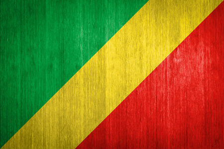 Republic of the Congo Flag on wood backgroundの写真素材