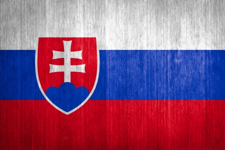 Slovakia Flag on wood backgroundの写真素材