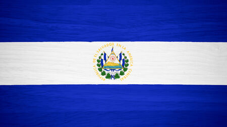 El Salvador flag on wood textureの写真素材