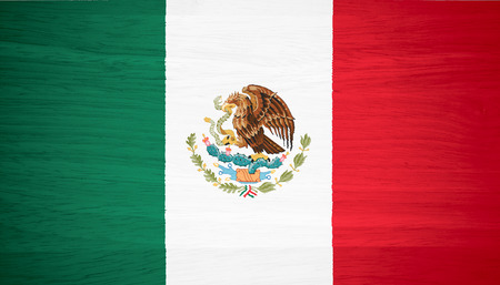 Mexico flag on wood textureの写真素材