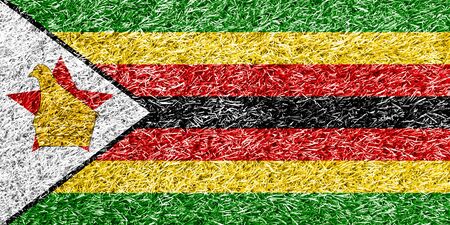 Zimbabwe flag on grass background textureの写真素材