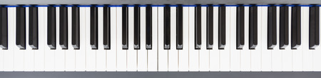 Top view of blank piano keys