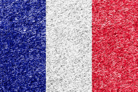France flag on grass background textureの写真素材