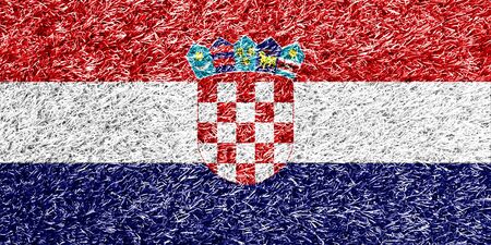 Croatia flag on grass background textureの写真素材