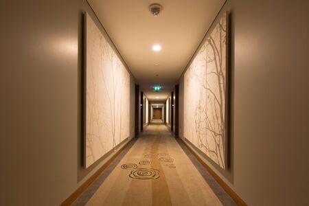 beautiful hotel corridor with carpetのeditorial素材