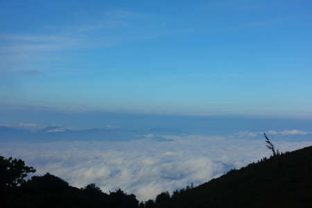 Viewpoint with cloud and blue sky at Kew Mae Pan nature trail on Doi Inthanon national park,...