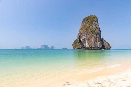 Beautiful beach at Railay Beach, a destination of tourist in Krabi province, southern of Thailandの写真素材