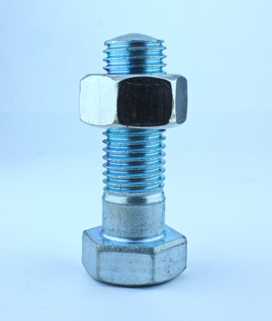 Nuts and bolts  on a white backgroundの写真素材