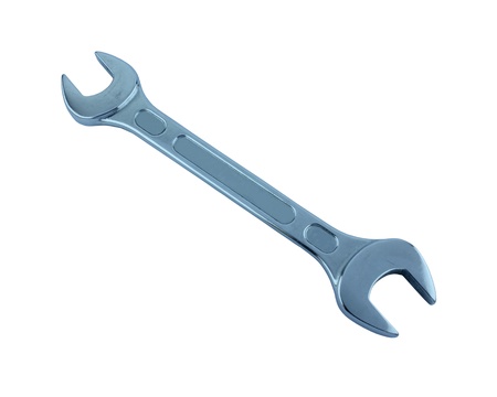 Stainless Steel Wrench close up on white backgroundの写真素材