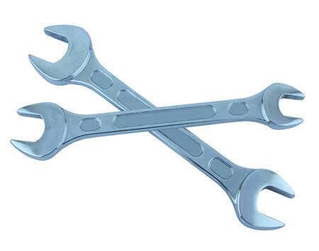 Stainless Steel Wrench close up on white backgroundの写真素材