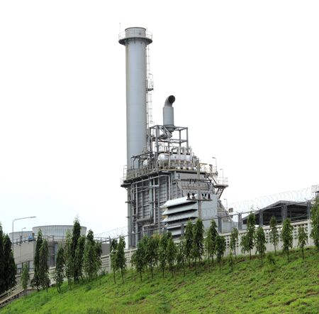   industrial factory with smokestacksの写真素材