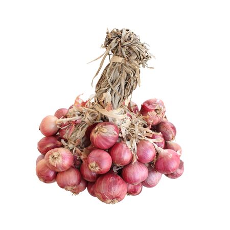 Bunch of shallots on a white backgroundの写真素材