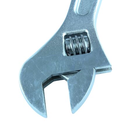 Adjustable wrench  on white backgroundの写真素材